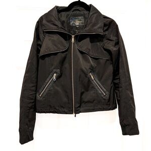 Sam Edelman Stacie Front Zip Jacket. Black Bomber Jacket. Lightweight jacket